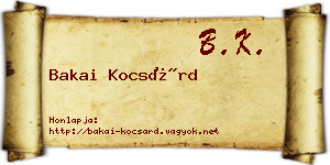 Bakai Kocsárd névjegykártya